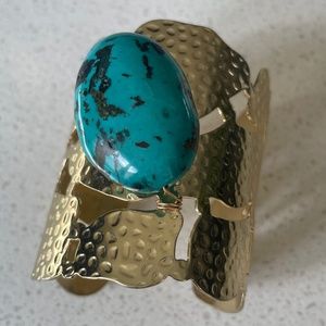 Gold Cuff With Turquoise Stone